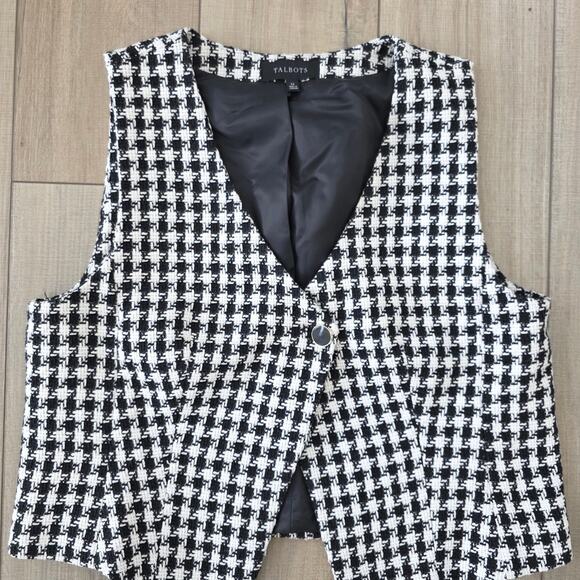 Talbots Houndstooth A-Line Skirt and Vest 2pc Set Women Sz 12 - Picture 5 of 16
